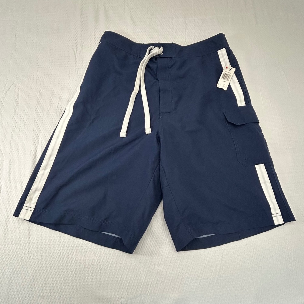 MLB New York Yankees Mens Navy Blue Striped Swim‎ Trunks Board Shorts Large NWT